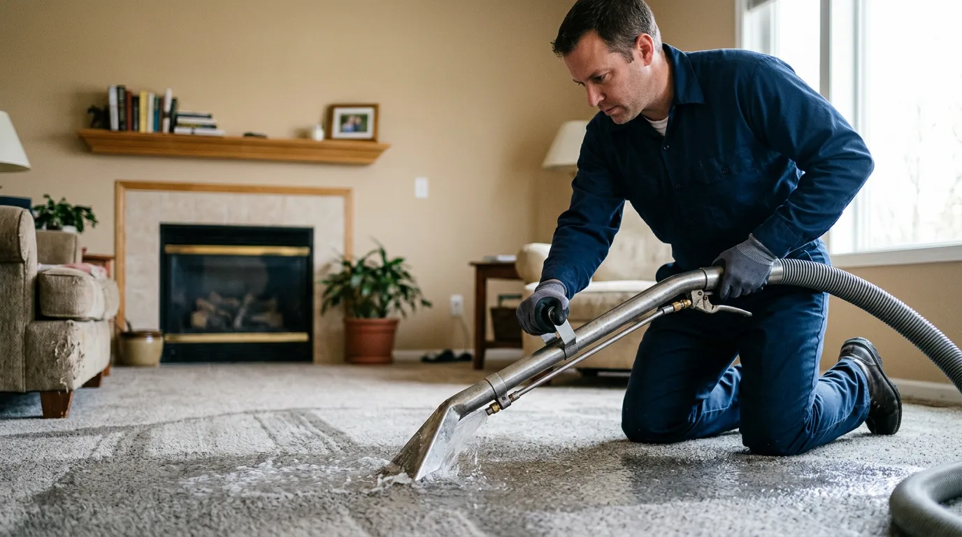 Water damage restoration technician working near Scandia, MN